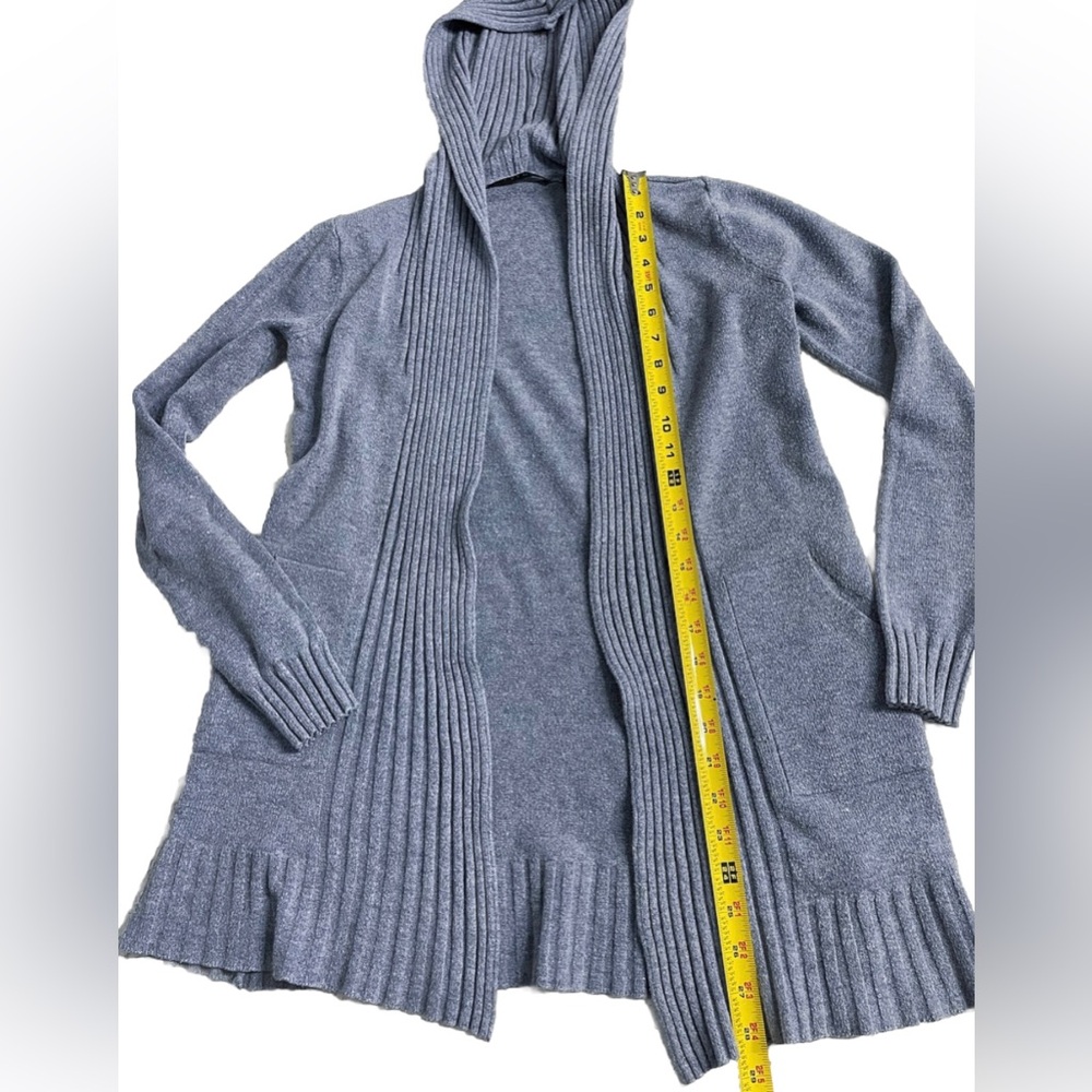 Cyrus Open Front Hooded Cardigan Sweater Women’s Size Small Blue Gray Pockets - Picture 5 of 7